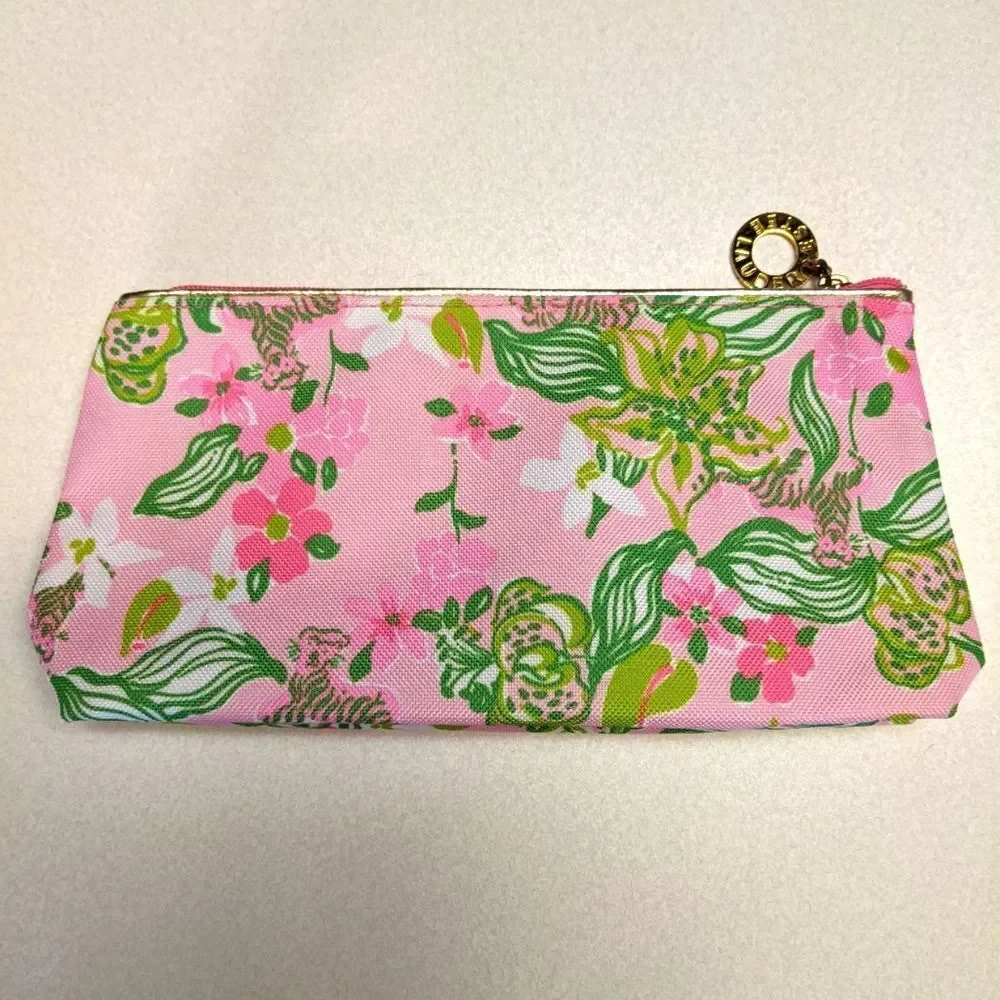 Lilly Pulitzer for Estee Lauder canvas makeup zipper pouch 10